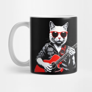 Funny Cat wearing sunglasses playing Guitar Guitarist Mug